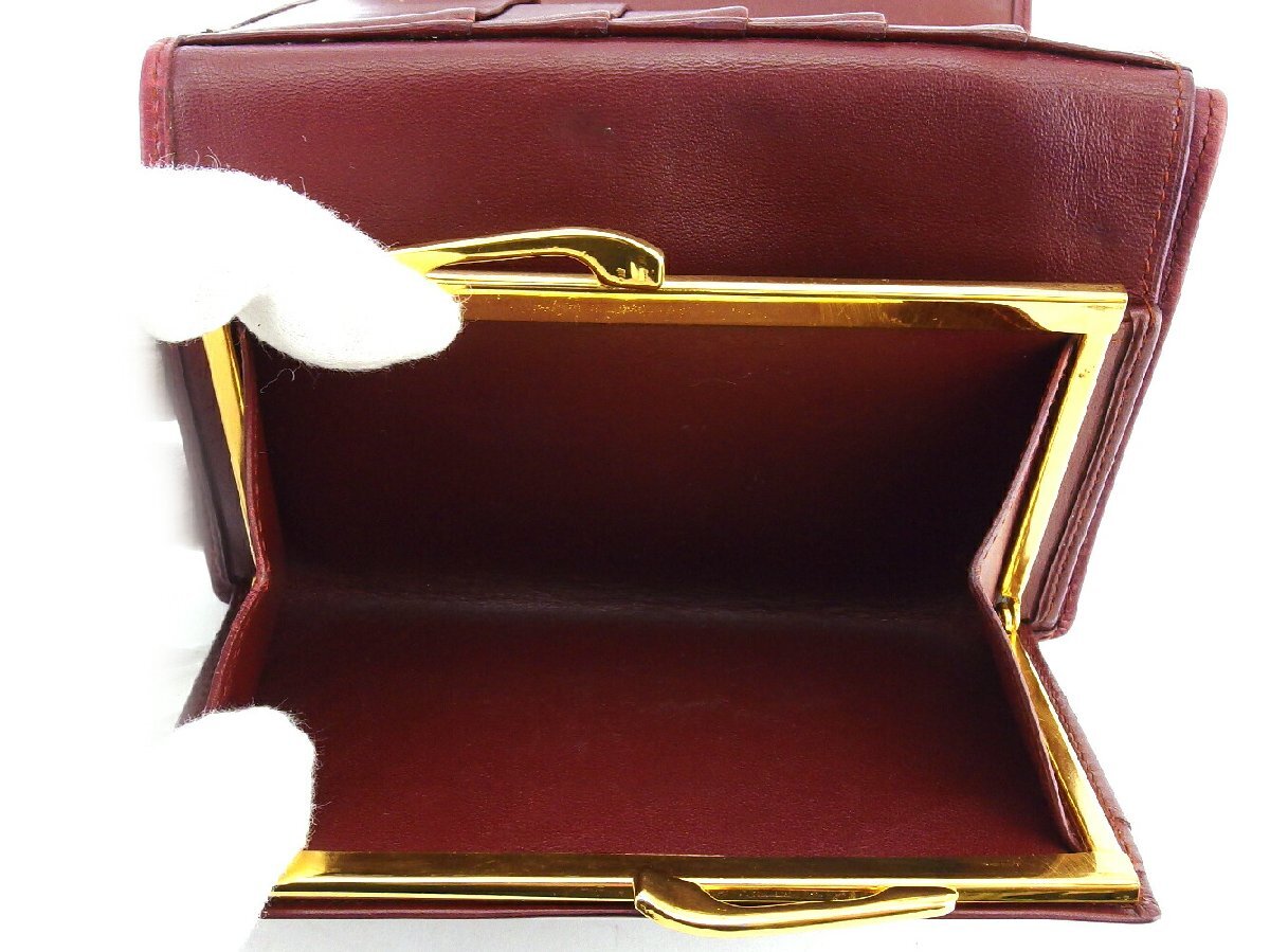 【30%OFFクーポン】カルティエ CARTIER 三つ折り財布 マストライン ボルドー ゴールド レディース 中古_画像9