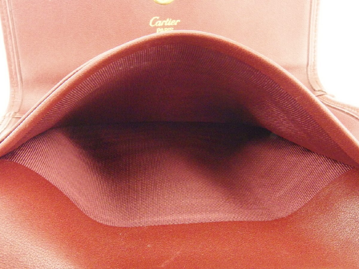 【30%OFFクーポン】カルティエ CARTIER 三つ折り財布 マストライン ボルドー ゴールド レディース 中古_画像7