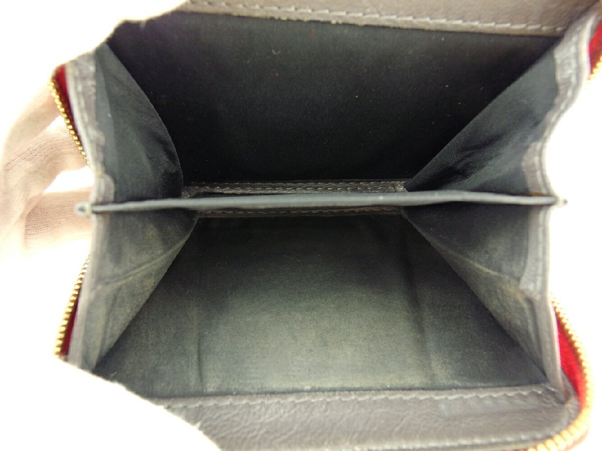 【30%OFFクーポン】セリーヌ CELINE 三つ折り財布 ロゴ レッド ゴールド グレー 灰色 レディース 中古_画像4