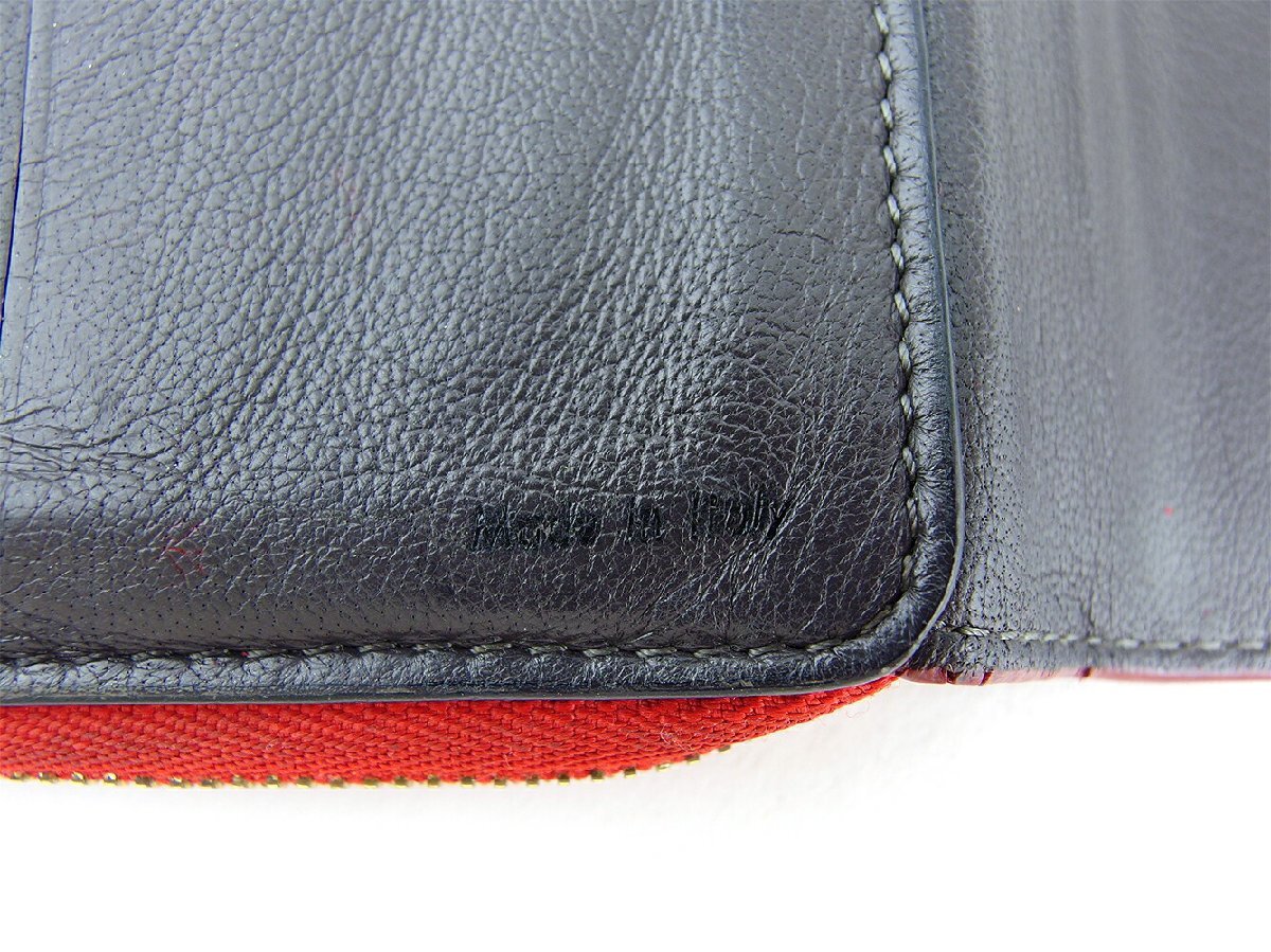 【30%OFFクーポン】セリーヌ CELINE 三つ折り財布 ロゴ レッド ゴールド グレー 灰色 レディース 中古_画像8