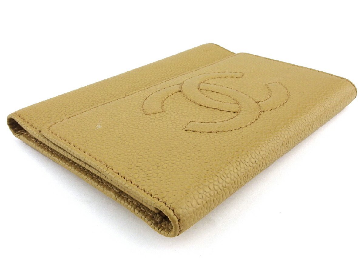 【30%OFFクーポン】シャネル CHANEL 三つ折り財布 ココマーク オールドシャネル ベージュ ゴールド レディース 中古_画像2