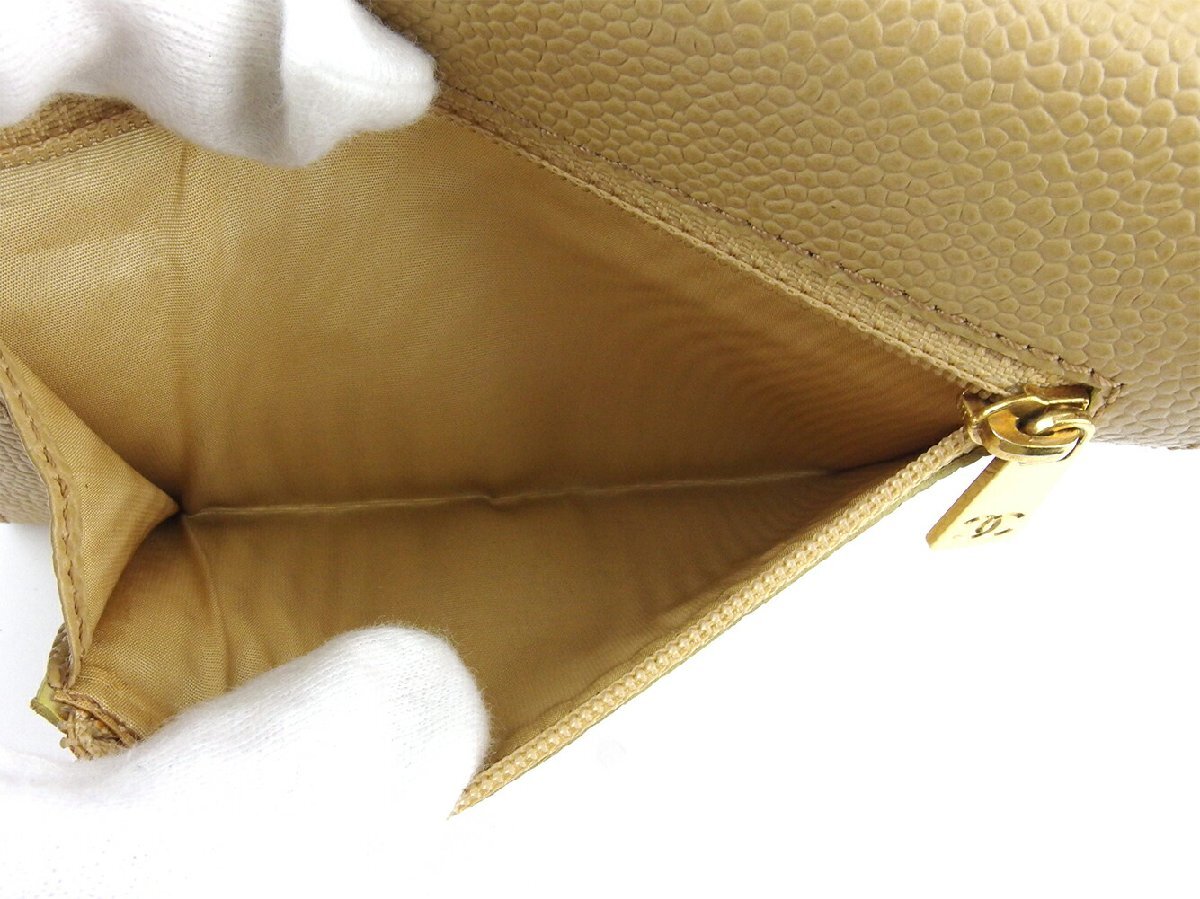 【30%OFFクーポン】シャネル CHANEL 三つ折り財布 ココマーク オールドシャネル ベージュ ゴールド レディース 中古_画像5