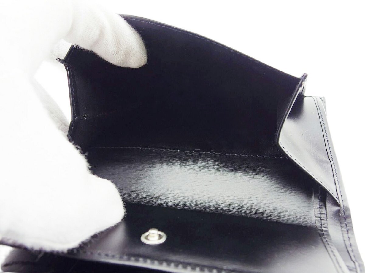 【30%OFFクーポン】カルティエ CARTIER 三つ折り財布 パンテール ブラック シルバー レディース 中古_画像7