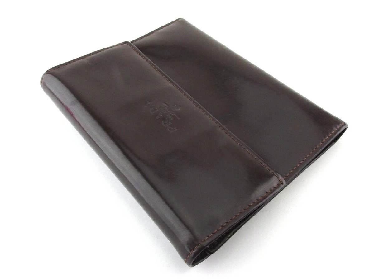 【30%OFFクーポン】プラダ PRADA 三つ折り財布 ロゴ ブラウン レディース 中古_画像2