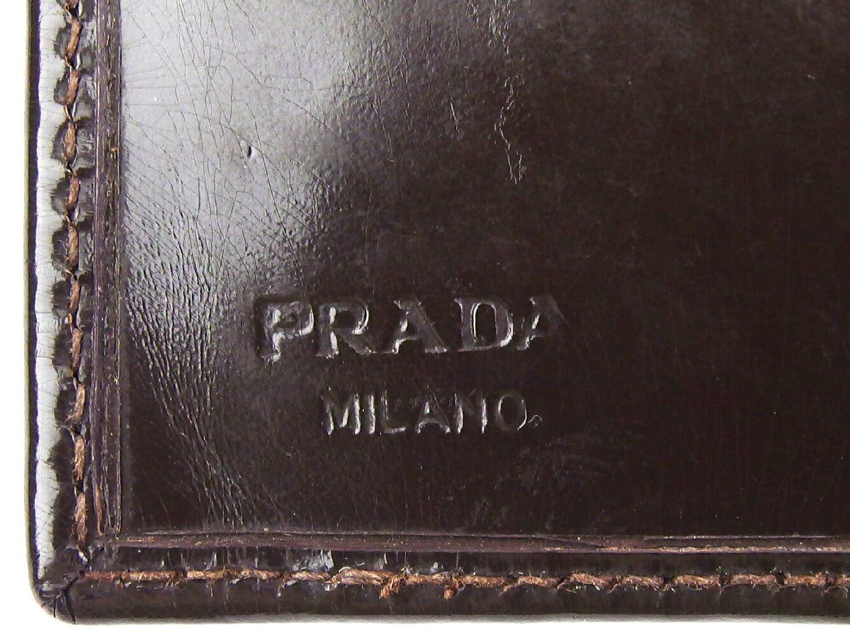 【30%OFFクーポン】プラダ PRADA 三つ折り財布 ロゴ ブラウン レディース 中古_画像8