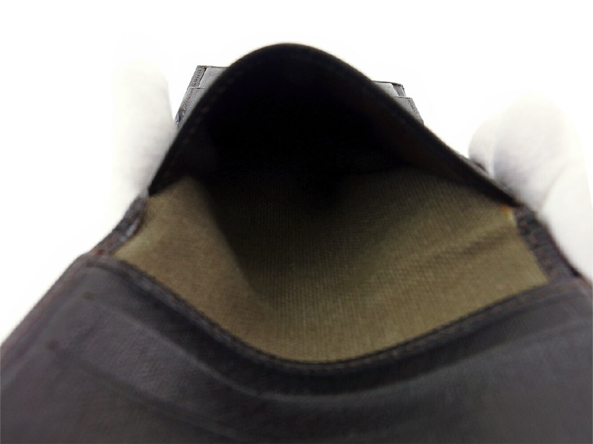 【30%OFFクーポン】ダンヒル Dunhill 三つ折り財布 エンサイン ブラウン グリーン ベージュ レディース 中古_画像8