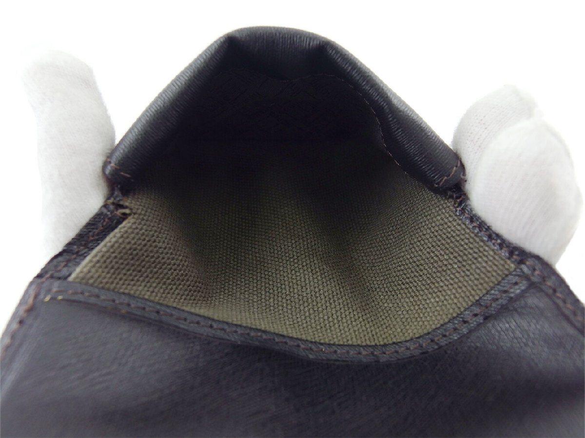 【30%OFFクーポン】ダンヒル Dunhill 三つ折り財布 エンサイン ブラウン グリーン ベージュ レディース 中古_画像9