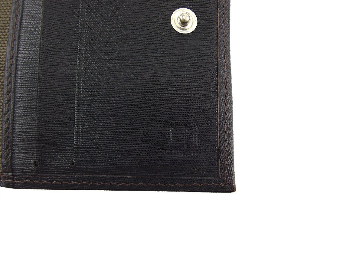 【30%OFFクーポン】ダンヒル Dunhill 三つ折り財布 エンサイン ブラウン グリーン ベージュ レディース 中古_画像10