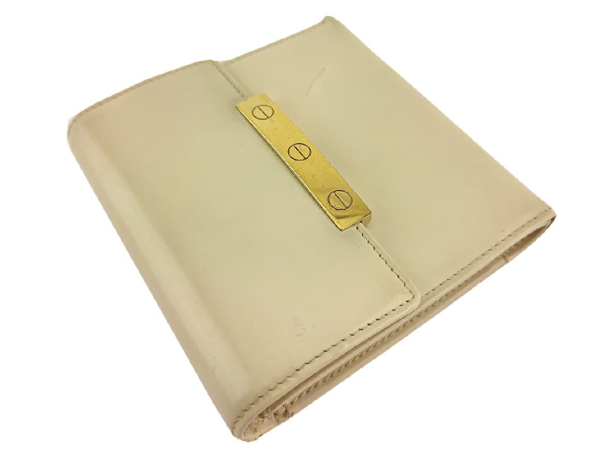 【30%OFFクーポン】カルティエ CARTIER 三つ折り財布 ラブコレクション ベージュ ゴールド レディース 中古_画像3