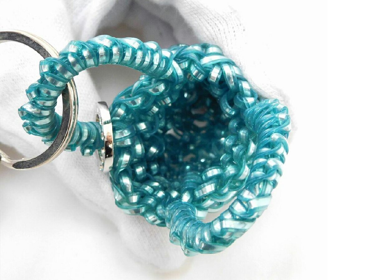 【30%OFFクーポン】アンテプリマ ANTEPRIMA キーリング ロゴリング バッグモチーフ ブルーグリーン×シルバー レディース 中古_画像3