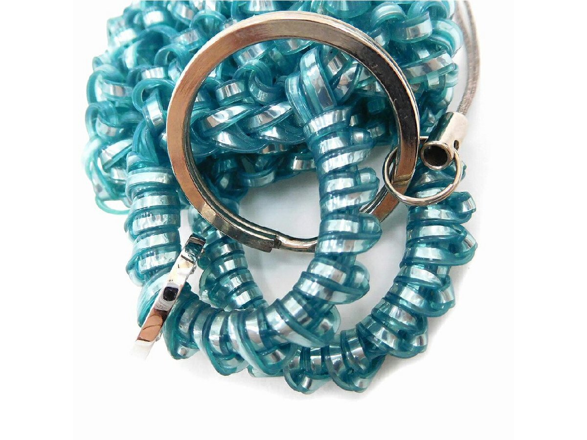 【30%OFFクーポン】アンテプリマ ANTEPRIMA キーリング ロゴリング バッグモチーフ ブルーグリーン×シルバー レディース 中古_画像5