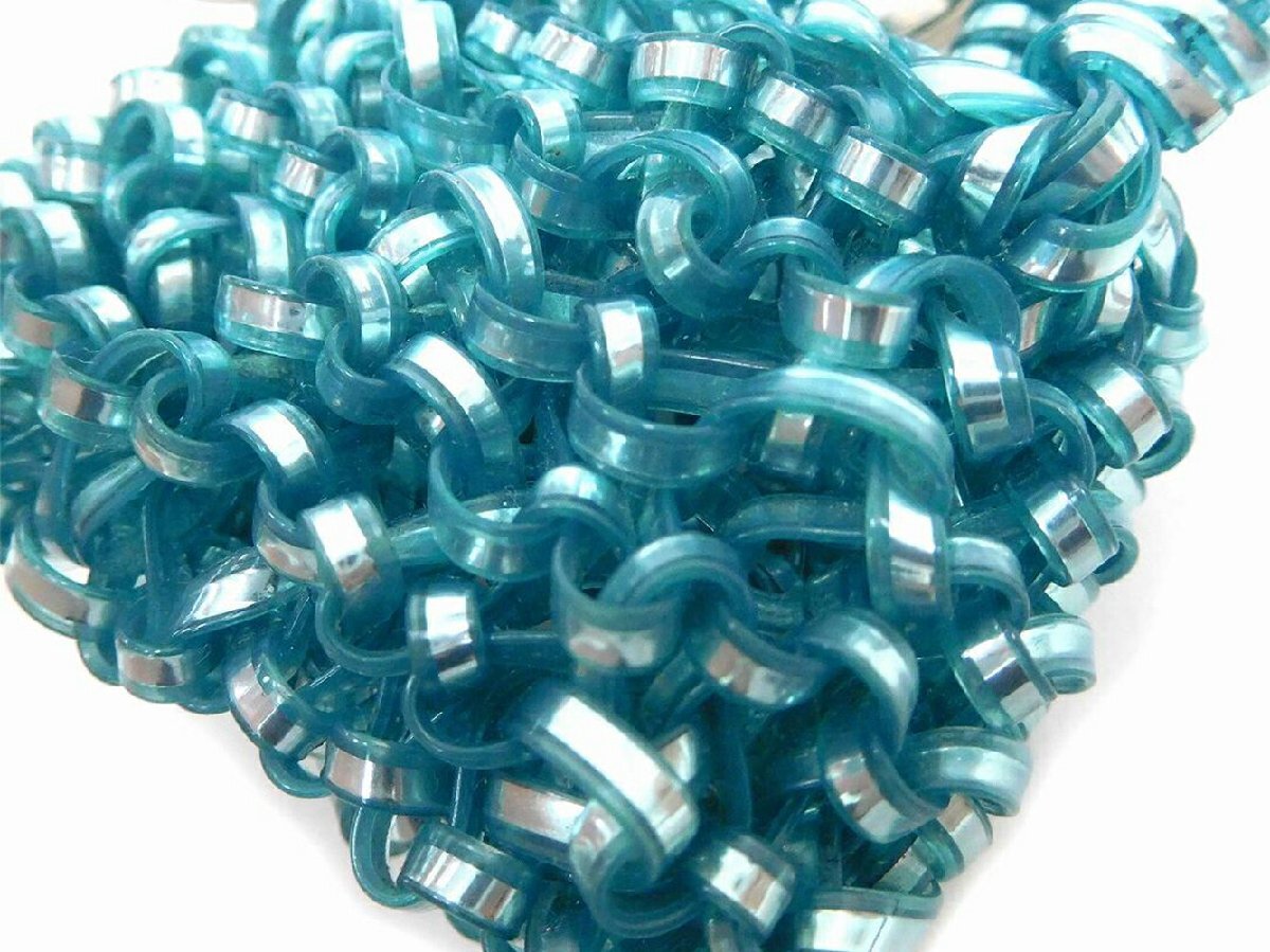 【30%OFFクーポン】アンテプリマ ANTEPRIMA キーリング ロゴリング バッグモチーフ ブルーグリーン×シルバー レディース 中古_画像7