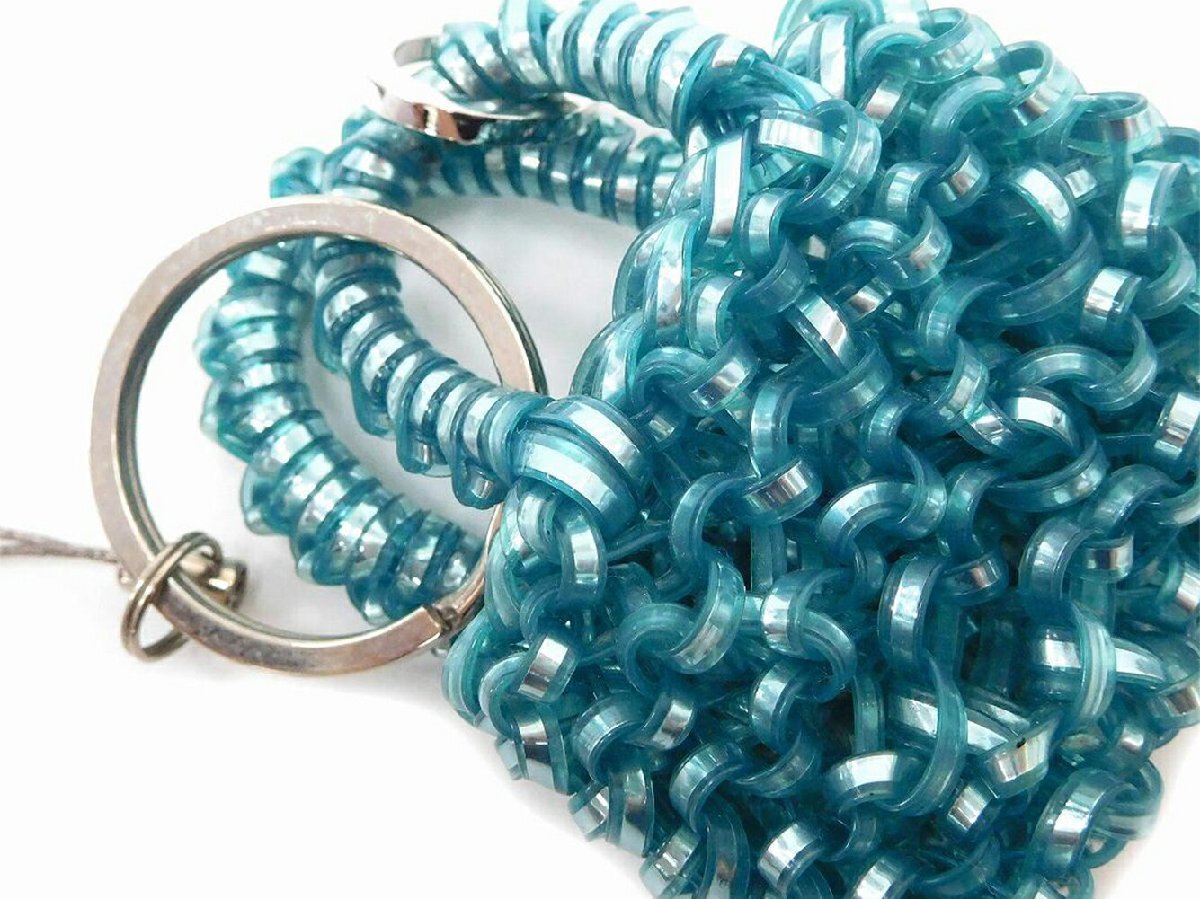 【30%OFFクーポン】アンテプリマ ANTEPRIMA キーリング ロゴリング バッグモチーフ ブルーグリーン×シルバー レディース 中古_画像9