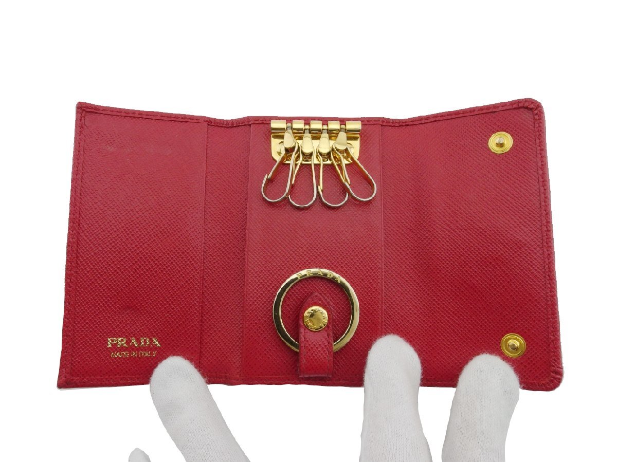 [30%OFF купон ] Prada PRADA чехол для ключей Logo красный женский б/у 