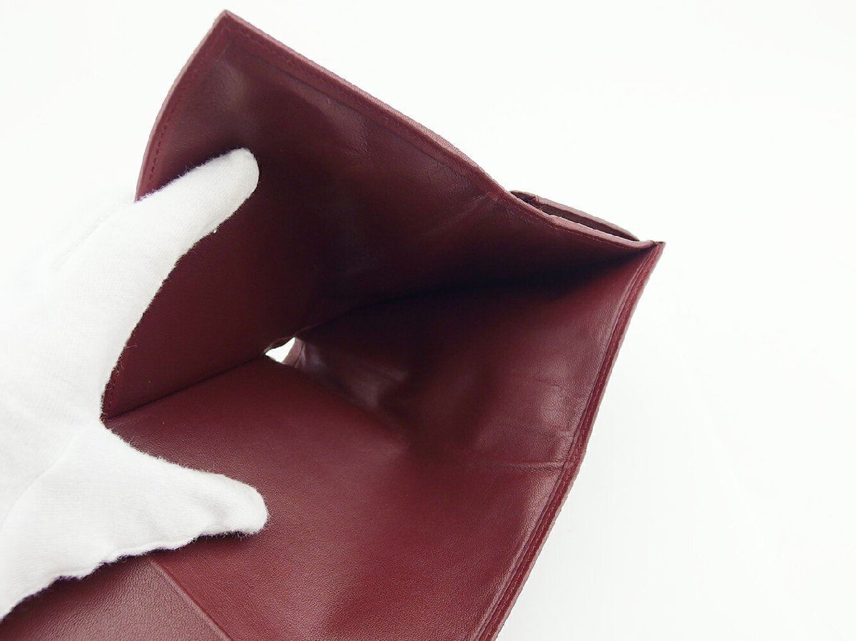 【30%OFFクーポン】カルティエ CARTIER 三つ折り財布 マストライン ボルドー ゴールド レディース 中古_画像6