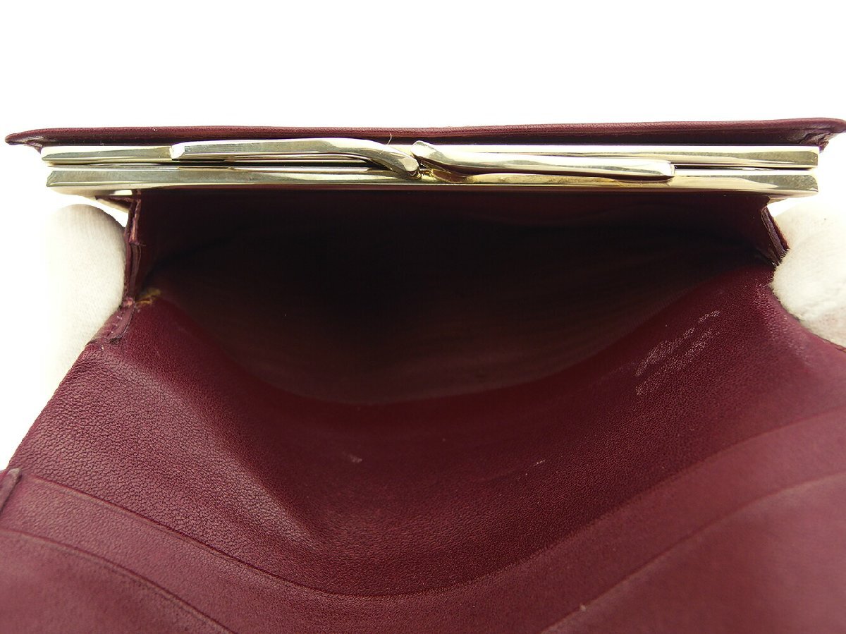 【30%OFFクーポン】カルティエ CARTIER 三つ折り財布 マストライン ボルドー ゴールド レディース 中古_画像7