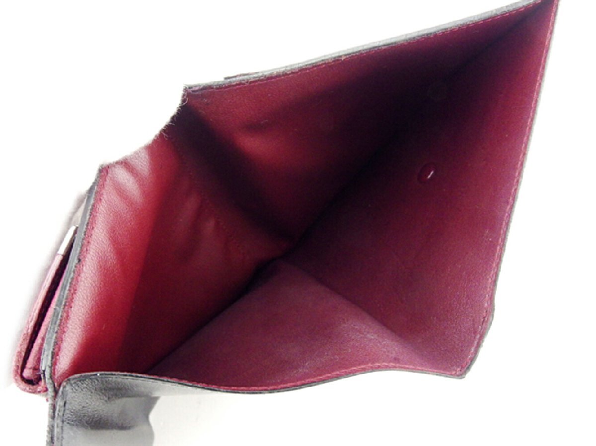 【30%OFFクーポン】カルティエ 三つ折り 財布 レディース カボション ブラック シルバー ボルドー 中古_画像5