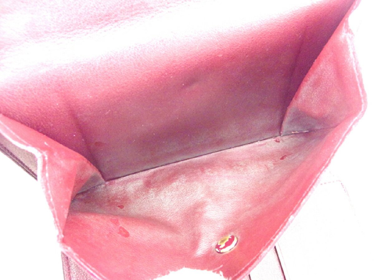 【30%OFFクーポン】カルティエ 三つ折り 財布 レディース カボション ブラック シルバー ボルドー 中古_画像6