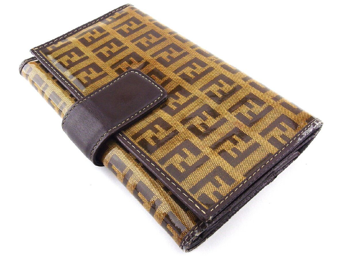 【30%OFFクーポン】フェンディ FENDI 三つ折り財布 ズッキーノ ベージュ ブラウン レディース 中古_画像2