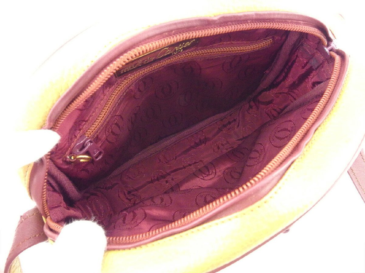 【30%OFFクーポン】カルティエ ショルダーバッグ 斜めがけショルダー バッグ レディース マストライン ベージュ ボルドー ゴールド系 中古_画像5