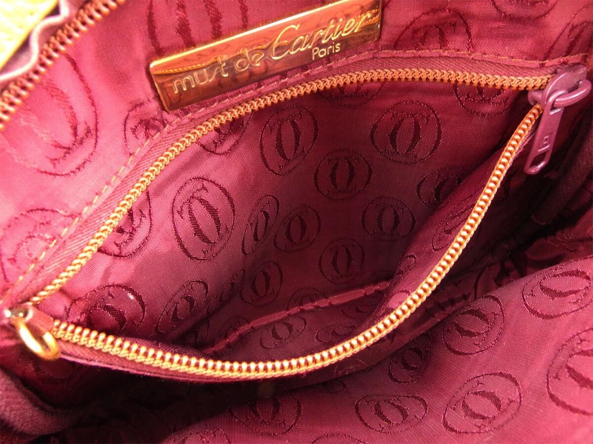 【30%OFFクーポン】カルティエ ショルダーバッグ 斜めがけショルダー バッグ レディース マストライン ベージュ ボルドー ゴールド系 中古_画像7