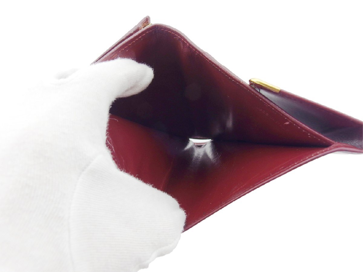 【30%OFFクーポン】カルティエ CARTIER 三つ折り財布 マストライン ボルドー ゴールド レディース 中古_画像5