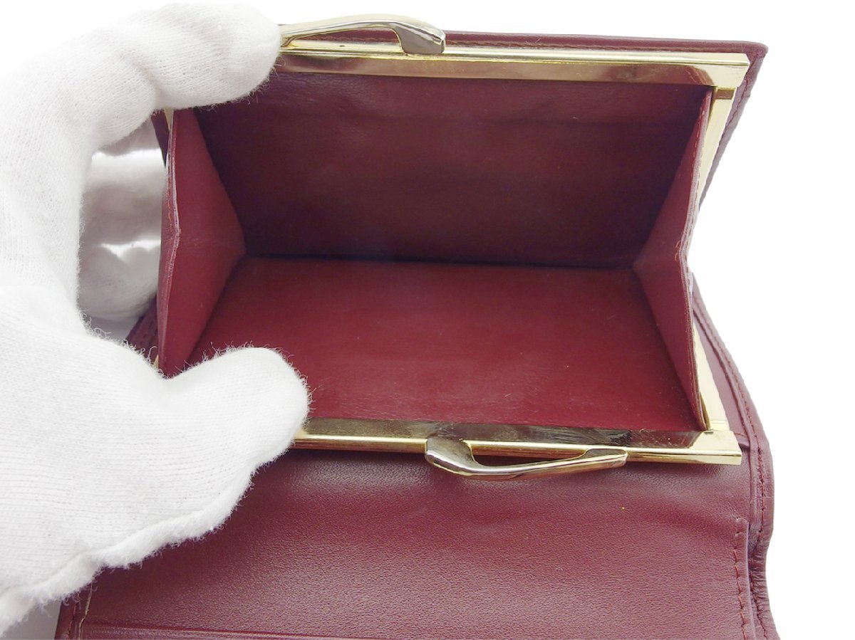 【30%OFFクーポン】カルティエ CARTIER 三つ折り財布 マストライン ボルドー ゴールド レディース 中古_画像6