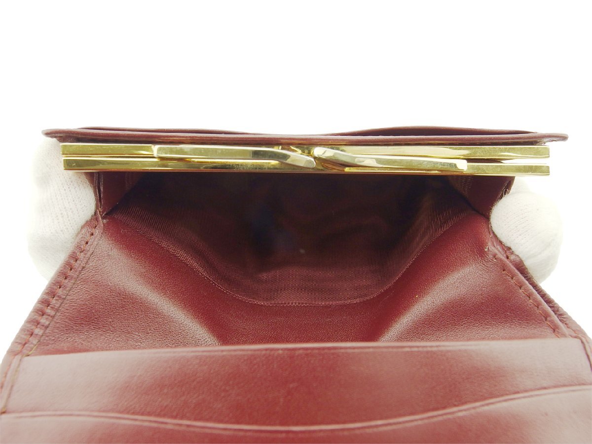 【30%OFFクーポン】カルティエ CARTIER 三つ折り財布 マストライン ボルドー ゴールド レディース 中古_画像7