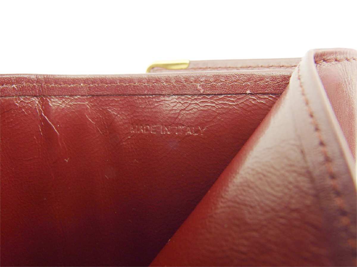 【30%OFFクーポン】カルティエ CARTIER 三つ折り財布 マストライン ボルドー ゴールド レディース 中古_画像9