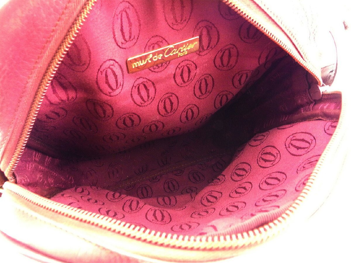 【30%OFFクーポン】カルティエ ショルダーバッグ ワンショルダー バッグ レディース マストライン ボルドー ゴールド 中古_画像4