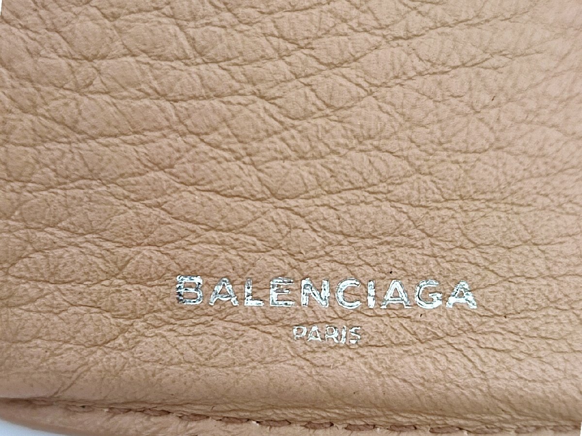 【30%OFFクーポン】バレンシアガ BALENCIAGA 三つ折り財布 ペーパー ミニウォレット ピンク ベージュ レディース 中古_画像8