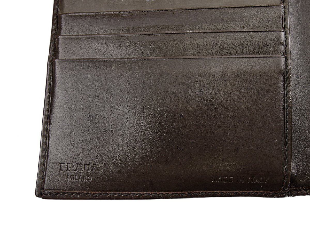 【30%OFFクーポン】プラダ PRADA 三つ折り財布 ロゴ ブラウン レディース 中古_画像8