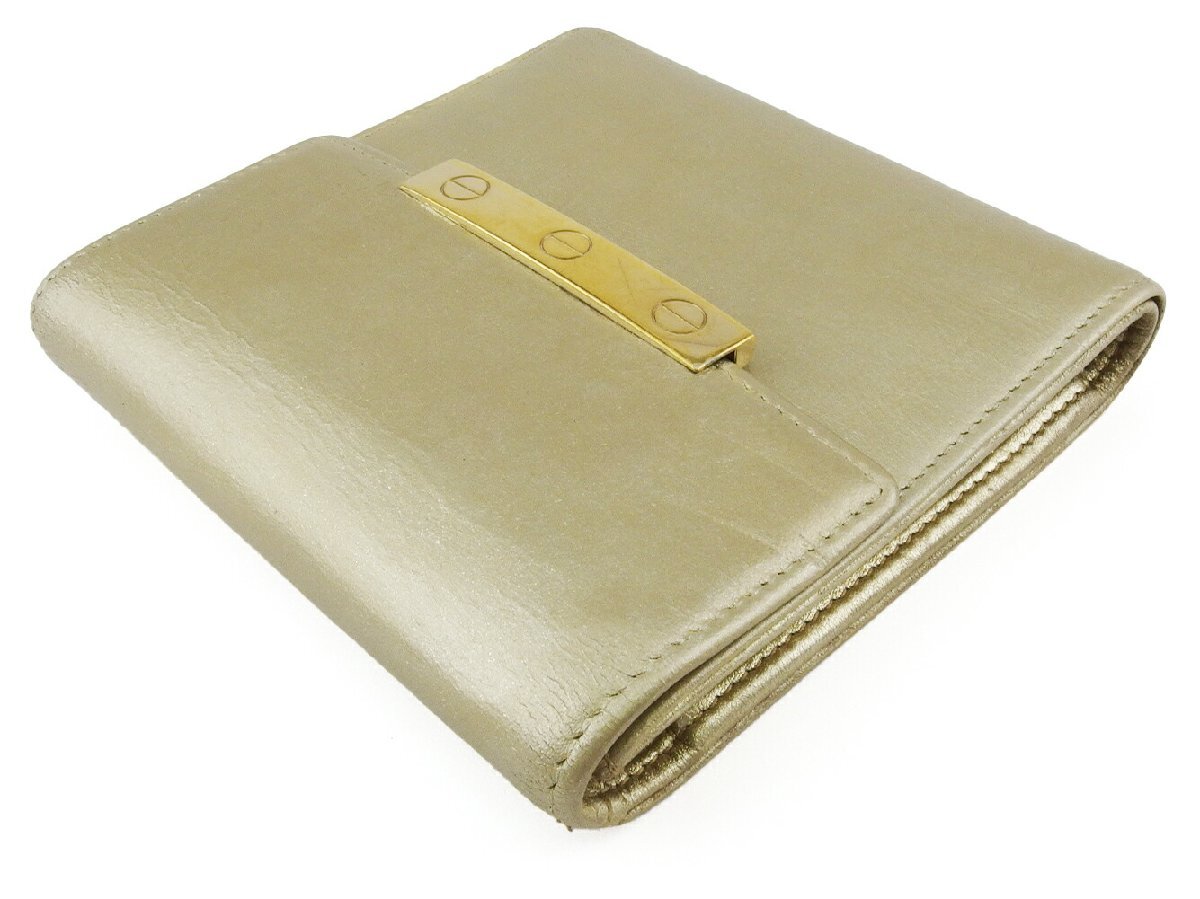 【30%OFFクーポン】カルティエ CARTIER 三つ折り財布 ラブコレクション ゴールド レディース 中古_画像2