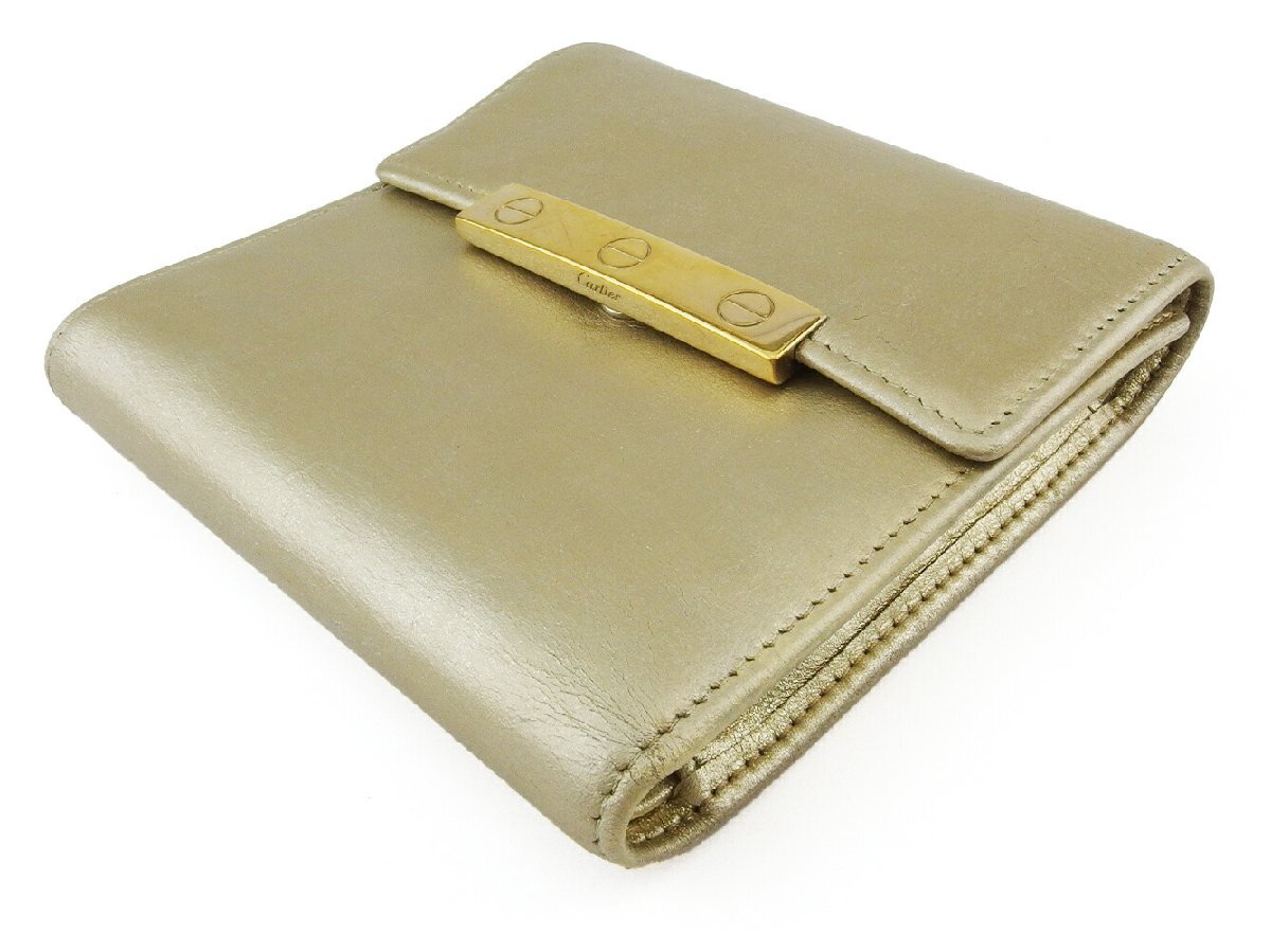 【30%OFFクーポン】カルティエ CARTIER 三つ折り財布 ラブコレクション ゴールド レディース 中古_画像3
