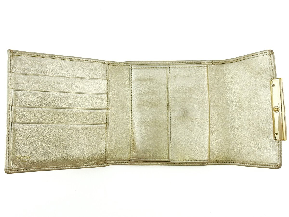 【30%OFFクーポン】カルティエ CARTIER 三つ折り財布 ラブコレクション ゴールド レディース 中古_画像4