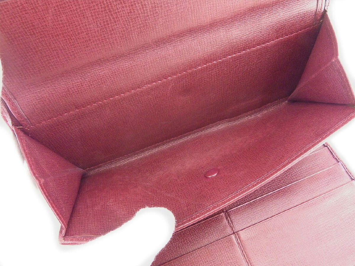 【30%OFFクーポン】カルティエ 三つ折り 財布 長財布 レディース マストライン ボルドー 中古_画像6