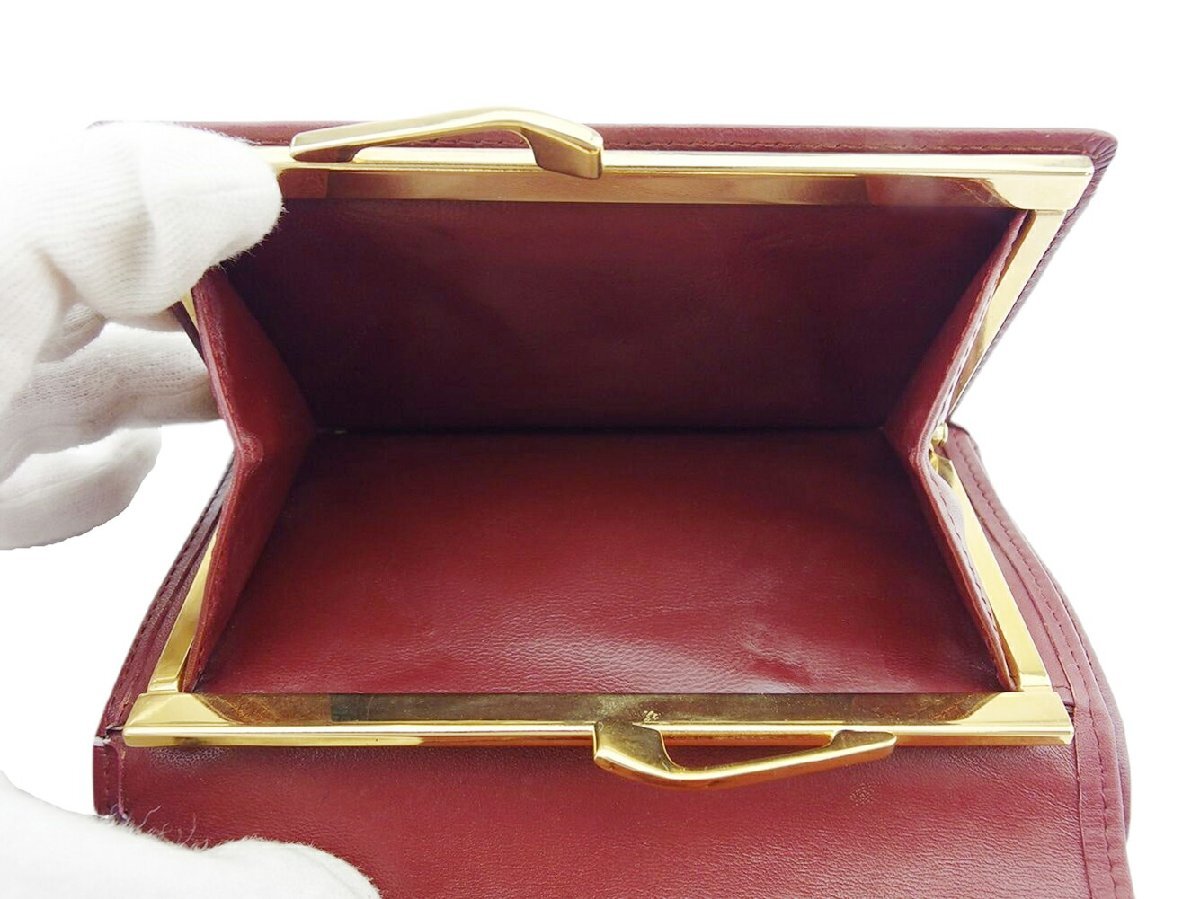 【30%OFFクーポン】カルティエ CARTIER 三つ折り財布 マストライン ボルドーゴールド レディース 中古_画像6