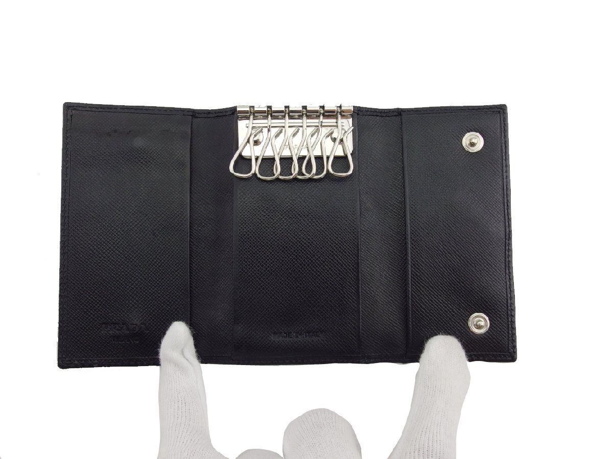 [30%OFF купон ] Prada PRADA чехол для ключей треугольник Logo черный женский б/у 