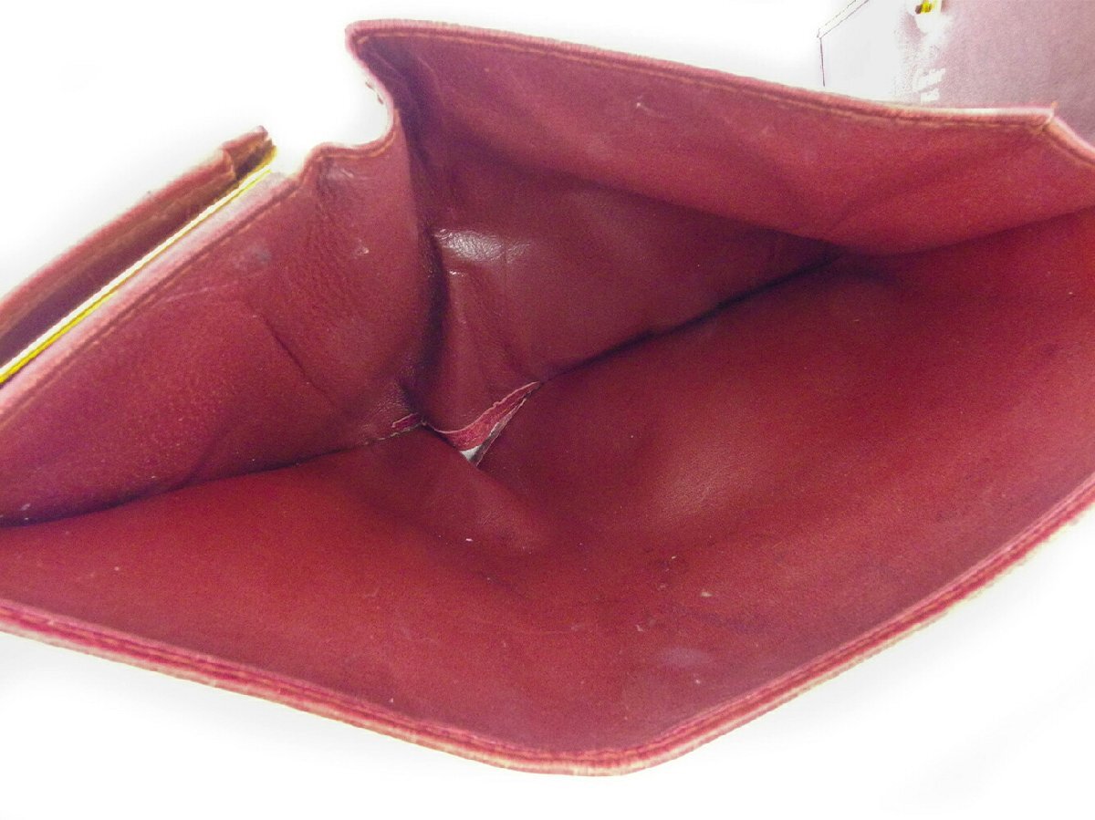 【30%OFFクーポン】カルティエ CARTIER 三つ折り財布 マストライン ボルドー ゴールド レディース 中古_画像5
