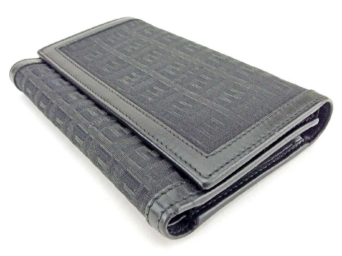 【ブラックフライデー30%OFFクーポン】フェンディ 三つ折り 財布 レディース ズッキーノ ブラック 中古_画像3