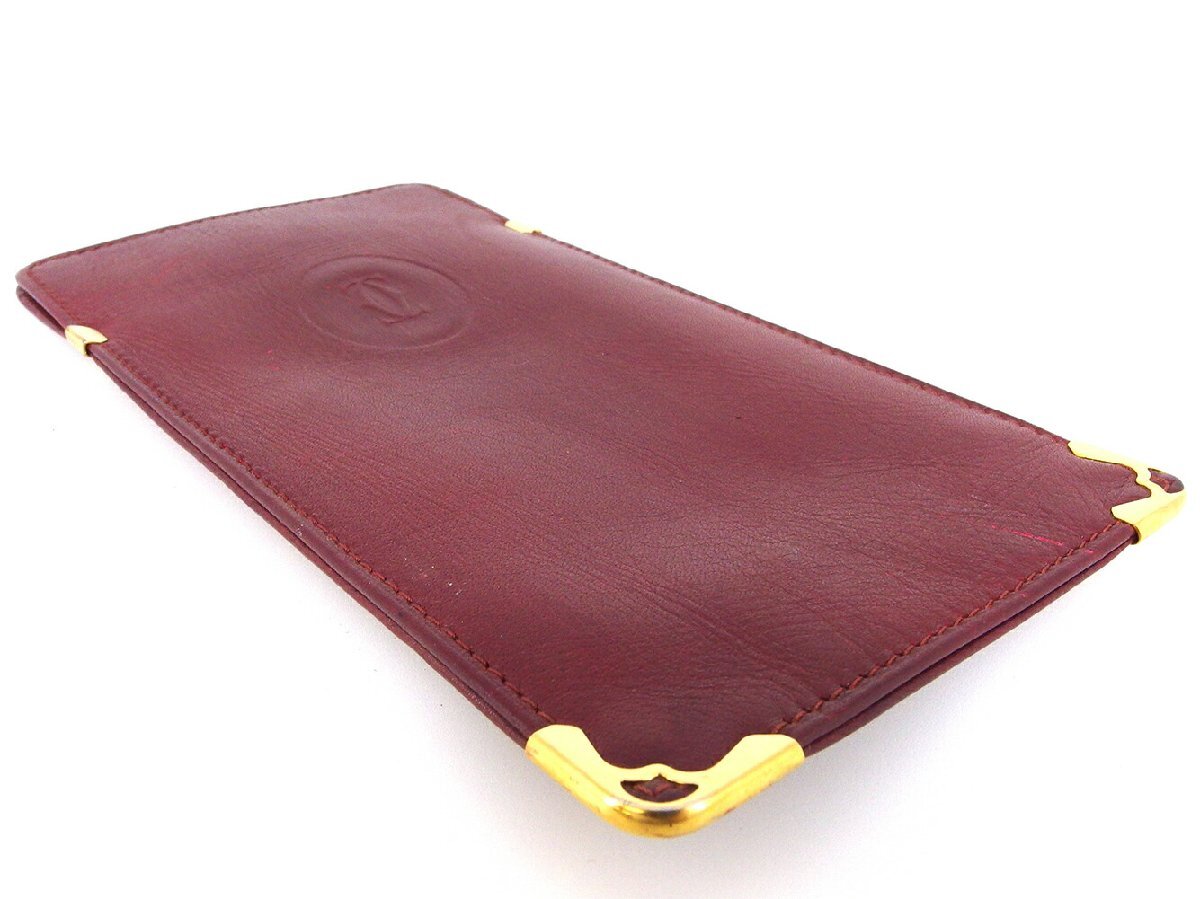 【ブラックフライデー30%OFFクーポン】カルティエ CARTIER メガネケース マストライン ボルドー ゴールド レディース 中古_画像2