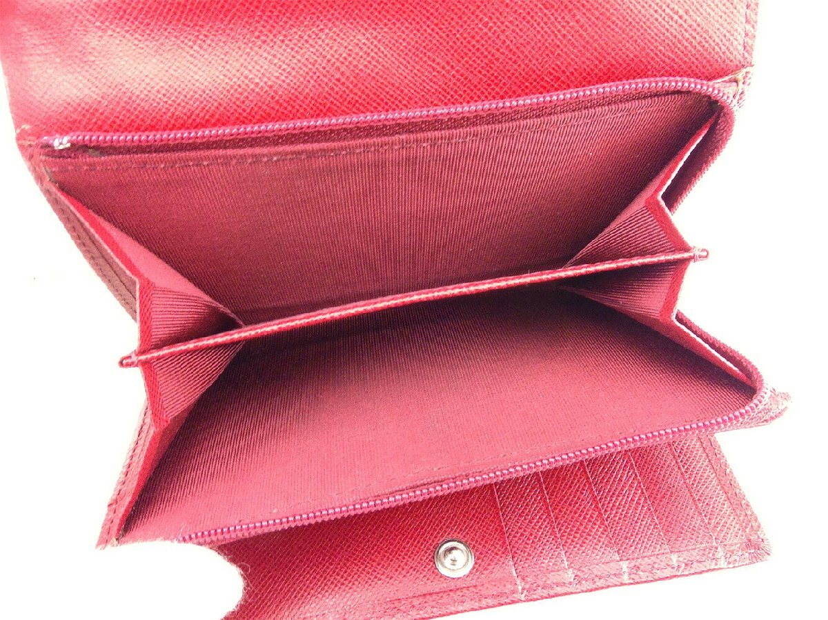 【ブラックフライデー30%OFFクーポン】バーバリー 三つ折り 財布 L字ファスナー レディース レッド 中古_画像6