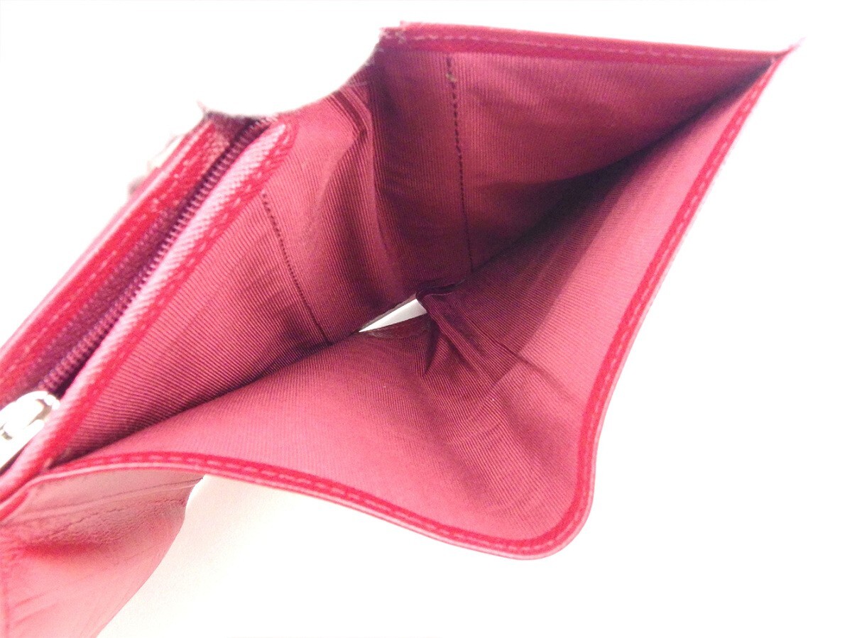 【ブラックフライデー30%OFFクーポン】バーバリー 三つ折り 財布 L字ファスナー レディース レッド 中古_画像8