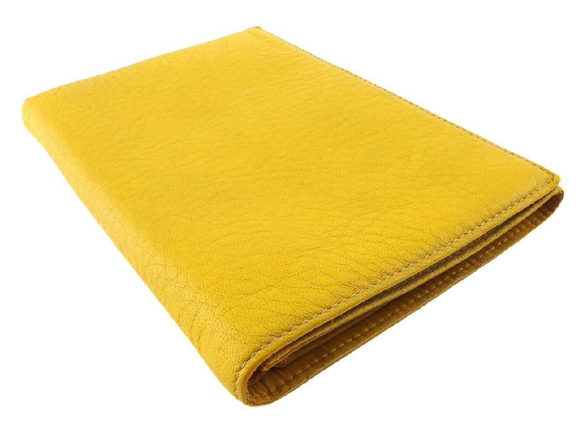 【ブラックフライデー30%OFFクーポン】ミュウミュウ MIUMIU 三つ折り財布 ロゴ イエロー シルバー レディース 中古_画像2