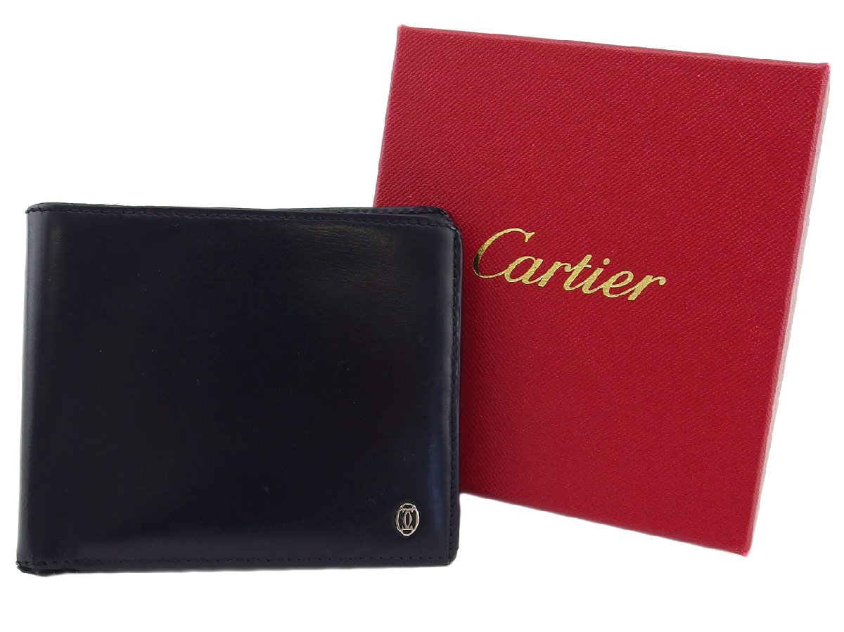 【ブラックフライデー30%OFFクーポン】カルティエ CARTIER 札入れ パシャ ブラック レディース 中古_画像9