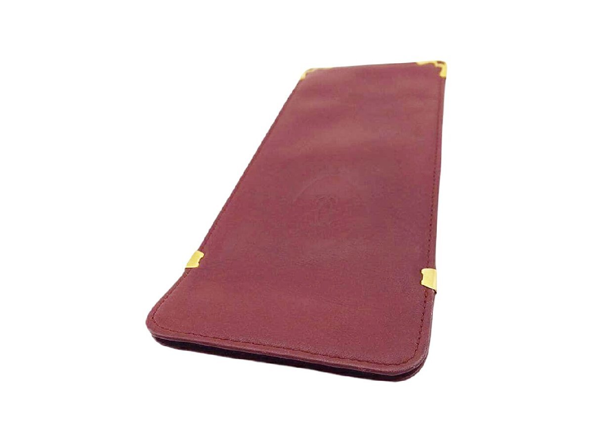 【ブラックフライデー30%OFFクーポン】カルティエ CARTIER メガネケース マストライン ワインレッド ボルドー レディース 中古_画像2