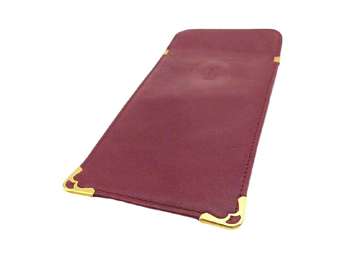 【ブラックフライデー30%OFFクーポン】カルティエ CARTIER メガネケース マストライン ワインレッド ボルドー レディース 中古_画像3