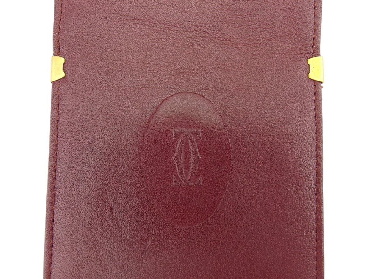 【ブラックフライデー30%OFFクーポン】カルティエ CARTIER メガネケース マストライン ワインレッド ボルドー レディース 中古_画像4