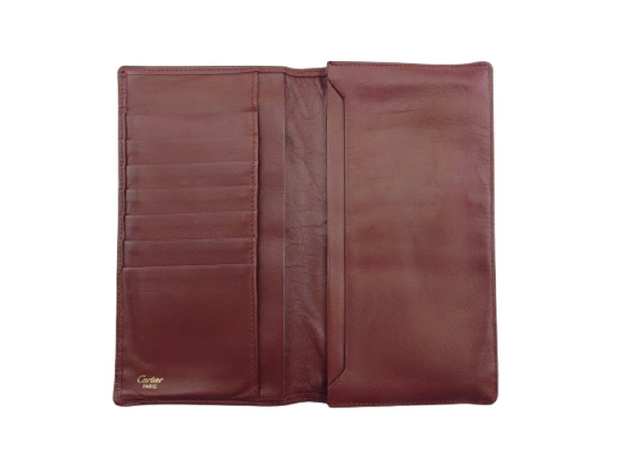 【ブラックフライデー30%OFFクーポン】カルティエ CARTIER 札入れ マストライン ボルドー レディース 中古_画像4