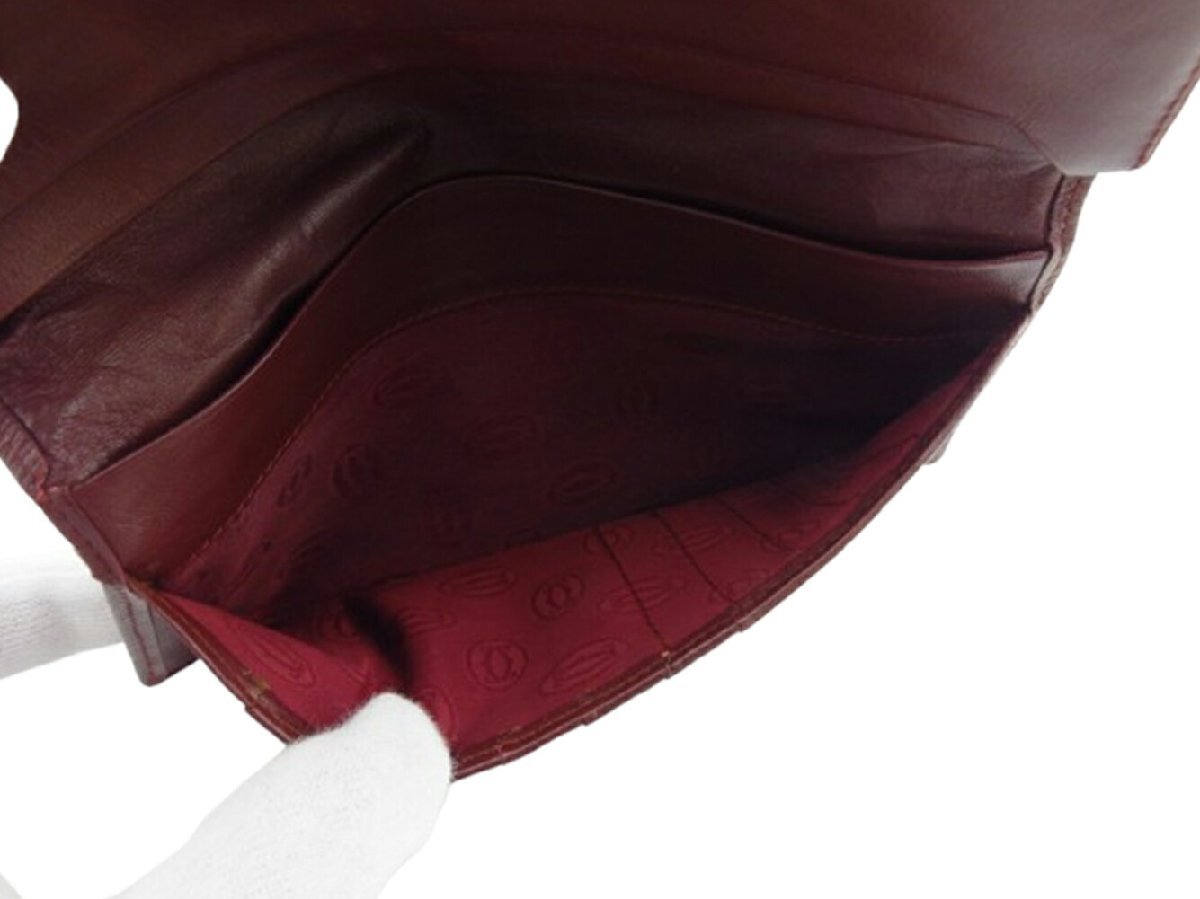 【ブラックフライデー30%OFFクーポン】カルティエ CARTIER 札入れ マストライン ボルドー レディース 中古_画像7